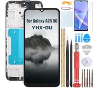 YHX-OU 6.67'' INCELL Pantalla LCD para Samsung Galaxy A25 5G SM-A256B SM-A256U Kit de Reparación de Pantalla Táctil Digitalizador con Herramientas+Vidrio Templado(Negro+Marco)