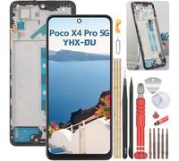 YHX-OU 6,67 Pulgadas Incell LCD para Xiaomi Poco X4 Pro 5G 2201116PG Juego de de Pantalla Táctil Digitalizador y Herramientas de Instalación (Negro + Marco)