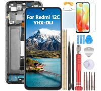 YHX-OU 6.71'' Negro+Marco Pantalla LCD para Xiaomi Redmi 12C 22120RN86G 22120RN86I 22126RN91Y LCD Display Asamblea Pantalla Táctil Completa Reemplazo de Pantalla + Herramienta+ Vidrio Templado