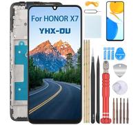 YHX-OU 6.74'' Negro + Marco Pantalla LCD para Honor X7 CMA-LX2 CMA-LX1 CMA-LX3 Kit de Reparación de Pantalla Táctil Digitalizador con Herramientas + Cristal Templado