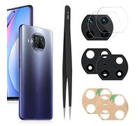 YHX-OU Cámara trasera de cristal para Xiaomi Mi 10T Lite 5G de 6,67 pulgadas [2 unidades] con pinzas + 2 unidades de cámara de cristal templado (negro)