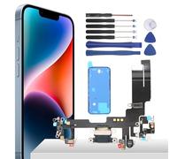 YHX-OU Conector de Carga para iPhone 14 Dock Connector Port Charger para iPhone 14 Puerto de Carga Micrófono Audio Jack Flex Cable + Adhesivo impermeable + Herramientas