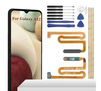 YHX-OU Fingerprint Sensor Flex Cable para Samsung Galaxy A12 SM-A125F, SM-A125M, SM-A125U Botón Player Power Flex Cable Digital Sensor de Huellas Dactilares Reemplazo Kit de Reparación + Herramientas