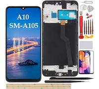 YHX-OU - Kit de pantalla completa con chasis para Samsung Galaxy A10 2019 SM-A105F con pantalla LCD de 6,2 pulgadas, con pantalla táctil, reemplazo Dual SIM, con herramienta de instalación + A10 de