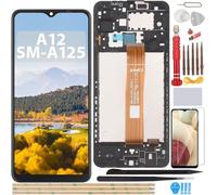 YHX-OU LCD para Samsung Galaxy A12 A125F A125M A125U Conjunto de Digitalizador Pantalla Táctil Reemplazo de Pantalla con Herramienta de Instalación (Negro + Marco)
