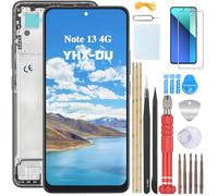 YHX-OU Pantalla de 6,67 pulgadas negro + marco para Xiaomi Redmi Note 13 4G 23129RAA4G, 23124RA7EO LCD pantalla táctil repuesto pantalla cristal montaje con herramientas + 1 pieza protector