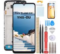 YHX-OU Pantalla Negra de 6,74 Pulgadas con Marco para Xiaomi Redmi 13C 23100RN82L, 23106RN0DA, 23108RN04Y, 2311DRN14I, Pantalla Táctil LCD, Digitalizador, Montaje de Cristal con Herramienta