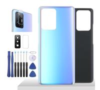 YHX-OU Tapa de batería azul de 6,67 pulgadas para Xiaomi 11T 5G/11T Pro 5G, parte trasera de cristal, juego de reparación con lente de cámara + herramienta