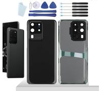 YHX-OU Tapa de Batería de Reemplazo para Samsung Galaxy S20 Ultra 5G Tapa Trasera para Samsung Galaxy S20 Ultra 5G SM-G988B SM-G988U Cubierta Bateria con Lente de Cámara + Herramientas(Negro)