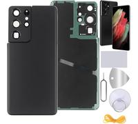 YHX-OU Tapa de Batería de Reemplazo para Samsung Galaxy S21 Ultra 5G Tapa Trasera para Samsung Galaxy S21 Ultra 5G Cubierta Bateria con Lente + Herramientas (Negro)