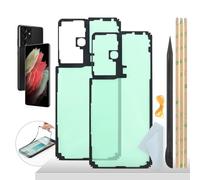YHX-OU Tapa de Batería Lámina Adhesiva Impermeable para Samsung Galaxy S21 Ultra 5G SM-G998B SM-G998U Tapa de batería Junta Adhesivo [2 Unidades] + Palanca + Banda de Goma + paño de