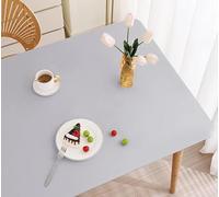 YHXAIQ Mantel Elástico Ajustable Impermeable - Borde Elástico con Correas Envolventes, Cuero/PU para Mesa Rectangular Interior/Exterior Cocina Jardín(Gray,90 X 90 cm)