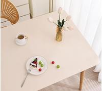 YHXAIQ Mantel Elástico Ajustable Impermeable - Borde Elástico con Correas Envolventes, Cuero/PU para Mesa Rectangular Interior/Exterior Cocina Jardín(Beige,90 X 140 cm)