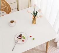 YHXAIQ Mantel Elástico Ajustable Impermeable - Borde Elástico con Correas Envolventes, Cuero/PU para Mesa Rectangular Interior/Exterior Cocina Jardín(White,60 X 60 cm)