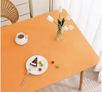 YHXAIQ Mantel Elástico Ajustable Impermeable - Borde Elástico con Correas Envolventes, Cuero/PU para Mesa Rectangular Interior/Exterior Cocina Jardín(Orange,90 X 180 cm)