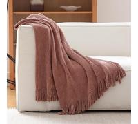 YHXBD Manta De Punto, Textura De Chenilla De Color Sólido Simple, Suave Y Acogedora Manta De Granja, Sofá, Funda Cálida para Sillón, Manta Decorativa,Rosa,125x170CM