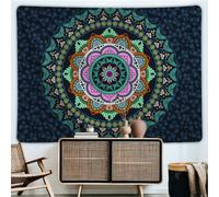 YHXBD Tapiz bohemio para colgar en la pared, mandala psicodélico, indio, hippie, decoración de habitación, telón de fondo geométrico, botánico, floral, arte de pared para dormitorio, A-02,150 x 150 cm