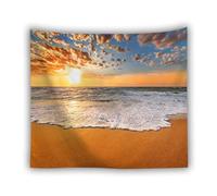 YHXBD Tapiz de playa con océano para colgar en la pared, cielo azul, olas de playa, nubes blancas, atardecer, océano, tapiz de pared para dormitorio, sala de estar, dormitorio, A-08,100 x 150 cm
