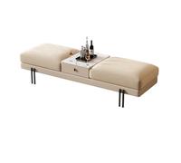 YHxFlux Banco de Entrada Banco de Almacenamiento for el Extremo la Cama, Banco tapizado Metal Terciopelo, Asiento Ventana para Pasillo(Beige,180 * 45 * 45cm)