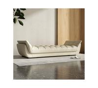 YHxFlux Banco de Entrada Taburete de Cama, sofá Dormitorio, Taburete Largo Noche for Sala Estar, Principal, Cuero Alta Gama para Pasillo(Off-White,Medio)