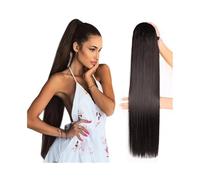 YHxFlux Cola de Caballo Extensione Extensión de Cola de Caballo sintética Recta con cordón Ajustable de 76 cm, Natural, Suave, con Clip for Mujer Coleta Postiza Pelo(2)