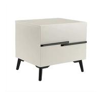 YHxFlux Dormitorio Mesa de Noche Mesita de Noche con asa escalonada for Dormitorio, Gran Capacidad, Doble cajón, Sencilla(Blanco)