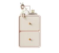 YHxFlux Dormitorio Mesa de Noche Mesita de Noche Madera Beige, pequeña, Ultra Estrecha, con Organizador Clip Lateral, Color Rosa Mesa de Cama(XS)