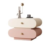 YHxFlux Dormitorio Mesa de Noche Mesita de Noche Madera con Doble cajón, Gran Capacidad, Color Rosa y Blanco, for Dormitorio, Armario Almacenamiento Mesa de Cama(Grande)