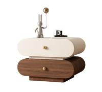 YHxFlux Dormitorio Mesa de Noche Mesita de Noche Madera con Doble cajón y Gran Capacidad, Mueble Almacenamiento for Dormitorio, Color Blanco marrón Mesa de Cama(Grande)