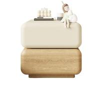 YHxFlux Dormitorio Mesa de Noche Mesita de Noche Madera for el hogar, Dormitorio, Almacenamiento, aparador con Doble cajón, rotación 360°, Color Original Blanca Mesa de Cama(Pequeño)