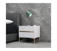 YHxFlux Dormitorio Nightstand Mesita de noche moderna de piel sintética blanca, mesita de noche de madera con 2 cajones de almacenamiento y guía silenciosa, muebles para salón dormitorio (blanco, 50 x