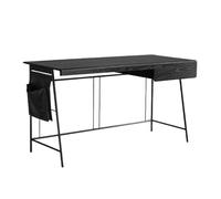YHxFlux Escritorio Moderno Escritorio Negro de 120 cm for portátil con cajones for dormitorios pequeños, Mesa Estudio Moderna y Sencilla Bolsa Lateral para estudiar
