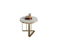 YHxFlux Mesa de Centro Moderna Mesa Auxiliar for sofá, Mesa Redonda pequeña, Estilo Moderno, de Centro Metal for Sala Estar, Dormitorio, cafetería para el Dormitorio(Gold)