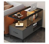 YHxFlux Mesa de Centro Moderna Nightstand with Storage Shelf, End Table, Side with Drawers Cabinet for Small Spaces Bedroom, Living Room,Sofa para el Dormitorio(Negro)