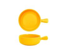 YHxFlux Plato Lasaña Cuenco de arroz al horno 500ML, cuenco cerámica for ensalada frutas, bandeja for hornear con un solo mango, plato for desayuno for el hogar para Horno(Orange)