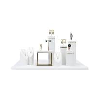 YHxFlux Torre para joyas Conjunto de exhibición joyería terciopelo blanco, soporte for collar y pendientes Soporte