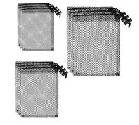 YHXiXi 9 bolsas de malla de nailon negro de 6 x 4/6 x 8/8 x 12 pulgadas, bolsas de malla con cordón, pequeñas bolsas de malla negra con cordón, mini bolsas de red de nailon con cordones, pequeñas