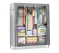 YHYLCL Folding Fabric Wardrobe, Wardrobe, Closet Organizer Wardrobe with 3 Hanging Bars and Side Pockets, Store Clothes Organizer for Bedroom, E