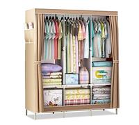 YHYLCL Folding Fabric Wardrobe, Wardrobe, Closet Organizer Wardrobe with 3 Hanging Bars and Side Pockets, Store Clothes Organizer for Bedroom, A