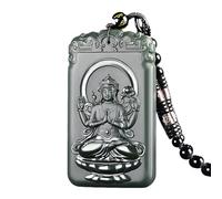 YHYQiFei Colgante de jade hetiano natural de nefrita de jade quan yin, amuleto tallado a mano, amuleto de la buena suerte, joyería de jade chino, Feng shui, Jade hetiano, Colgante de jade hetiano