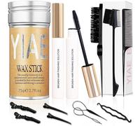 YIAE - Kit familiar de cera para el cabello, cera para mujer, 2 palos, cepillo rizado y productos de peinado con gel para el cabello rizado