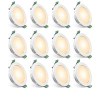 Yiahin Focos LED Empotrables de Techo 4W 339LM (Pack de 12), Ojos de Buey LED Extraplanos 28mm, Luz Cálida 3000K, Sin Transformador 230V, Agujero Ø 68-80mm, No Regulable