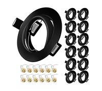 Yiahin Marco Foco Empotrable, Marcos Focos GU10 Negro Incl. Zócalo GU10 Para Lámparas De Led O Halógena, Redondo Metálica, Marco Empotrado Ojo de Buey, Para Baño Sala Cocina, etc.,12 Pack