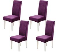 Yiaizhuo Juego de 4 fundas de terciopelo suave para sillas de comedor, fundas elásticas para sillas de comedor, color morado