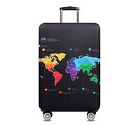 YianBestja Elástico Funda Protectora de Maleta Luggage Protective Cover, Viaje Equipaje Cubierta Carretilla Protectora Cubierta (Map, L (Equipaje de 25-26 Pulgadas))