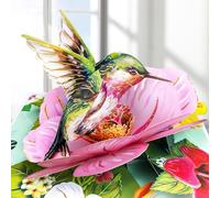 YianHien Tarjeta de cumpleaños 3D para mujer, colibrí, tarjeta de cumpleaños, flores, colibrí, regalo de cumpleaños para mujeres, para agradecer, aniversario, día del maestro, jubilación, buena