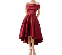 YIANN Vestido de satén con hombros descubiertos para mujer, vestido de fiesta con corsé acampanado, vestido formal de cóctel, granate, 34