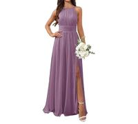 YIANN Vestidos de dama de honor para mujer, con abertura, plisado, largo, de gasa, formal, para boda, fiesta, Wisteria, 50 Grande