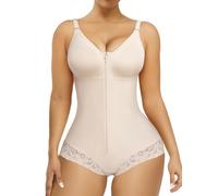 YIANNA Fajas Colombianas Moldeadoras posparto con control de abdomen para mujer, faja moldeadora de cuerpo, prenda de compresión, Beige, S