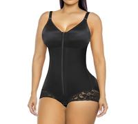 YIANNA Fajas colombianas posparto, faja moldeadora de cuerpo con control de abdomen para mujer, prenda de compresión, Acolchado lateral en el pecho negro, S